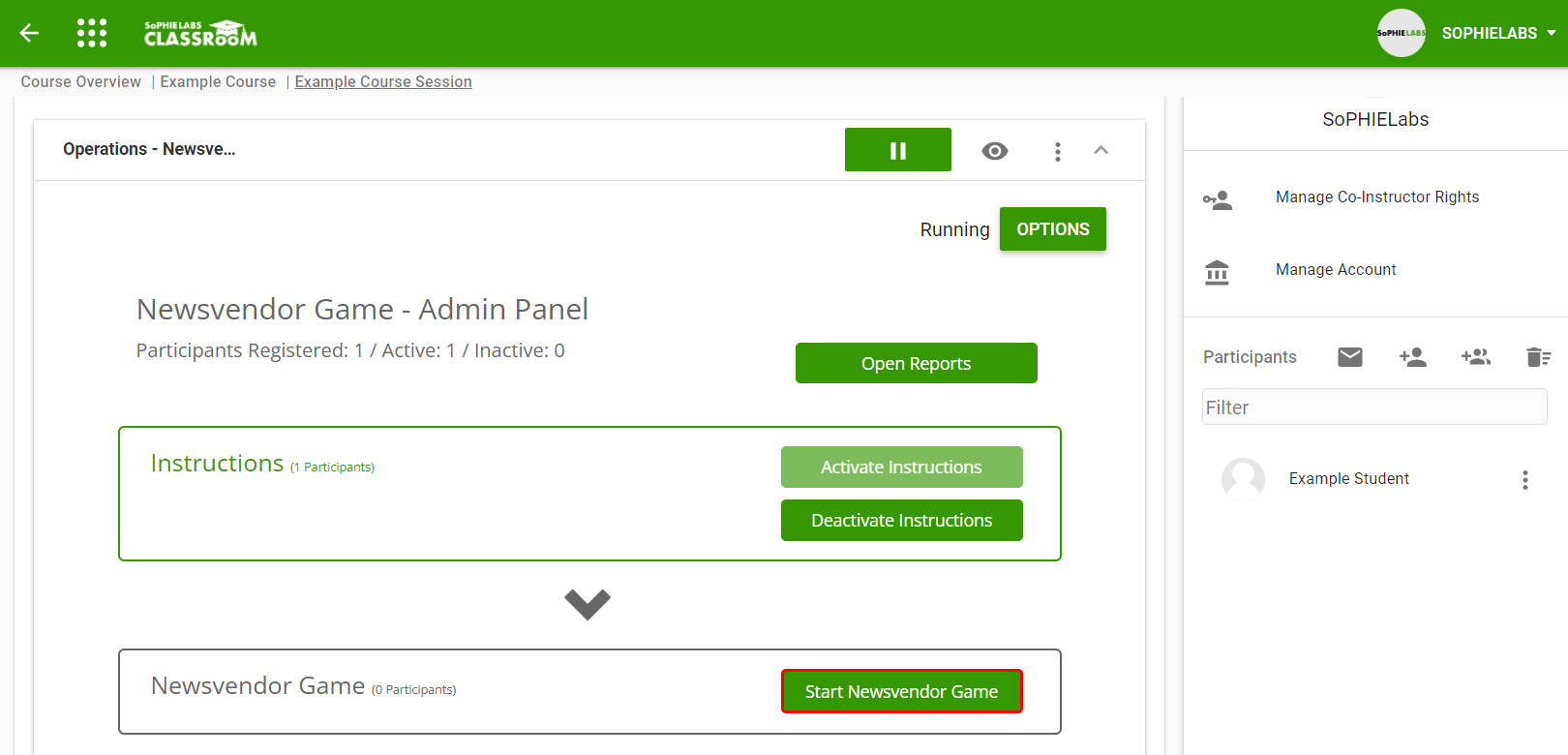 Admin Panel of a Game